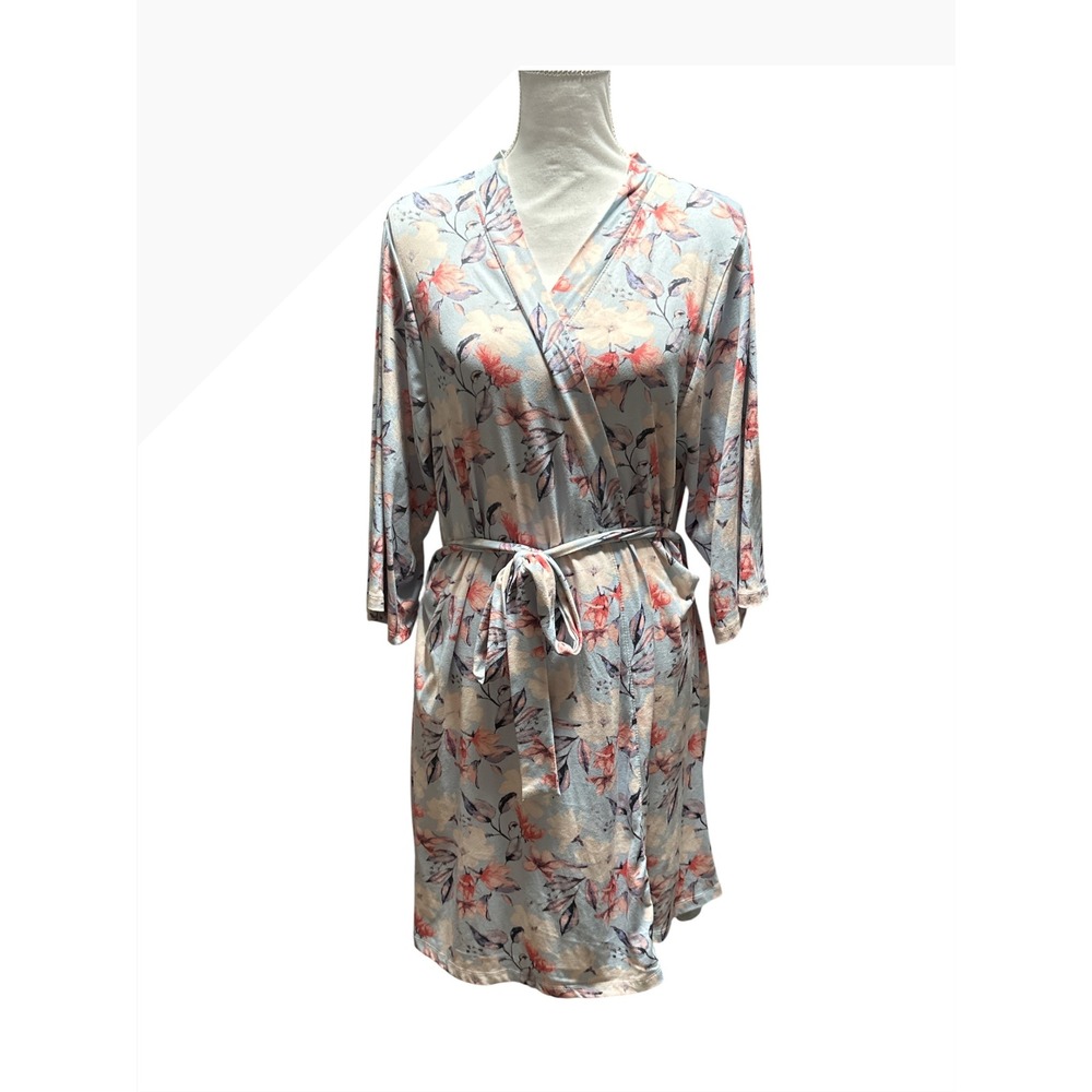 Jessica Simpson Floral Wrap Robe XL 3/4 Sleeve